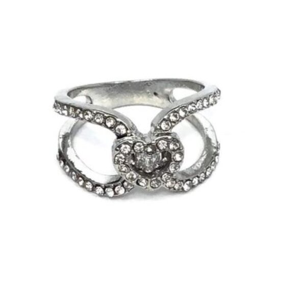 NEW Fashion Silver Crystal Heart Women's Ring Multiple Sizes 7, 8, 9 - Picture 2 of 7